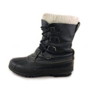Sorel Caribou Black Leather Waterproof Winter Boots 6